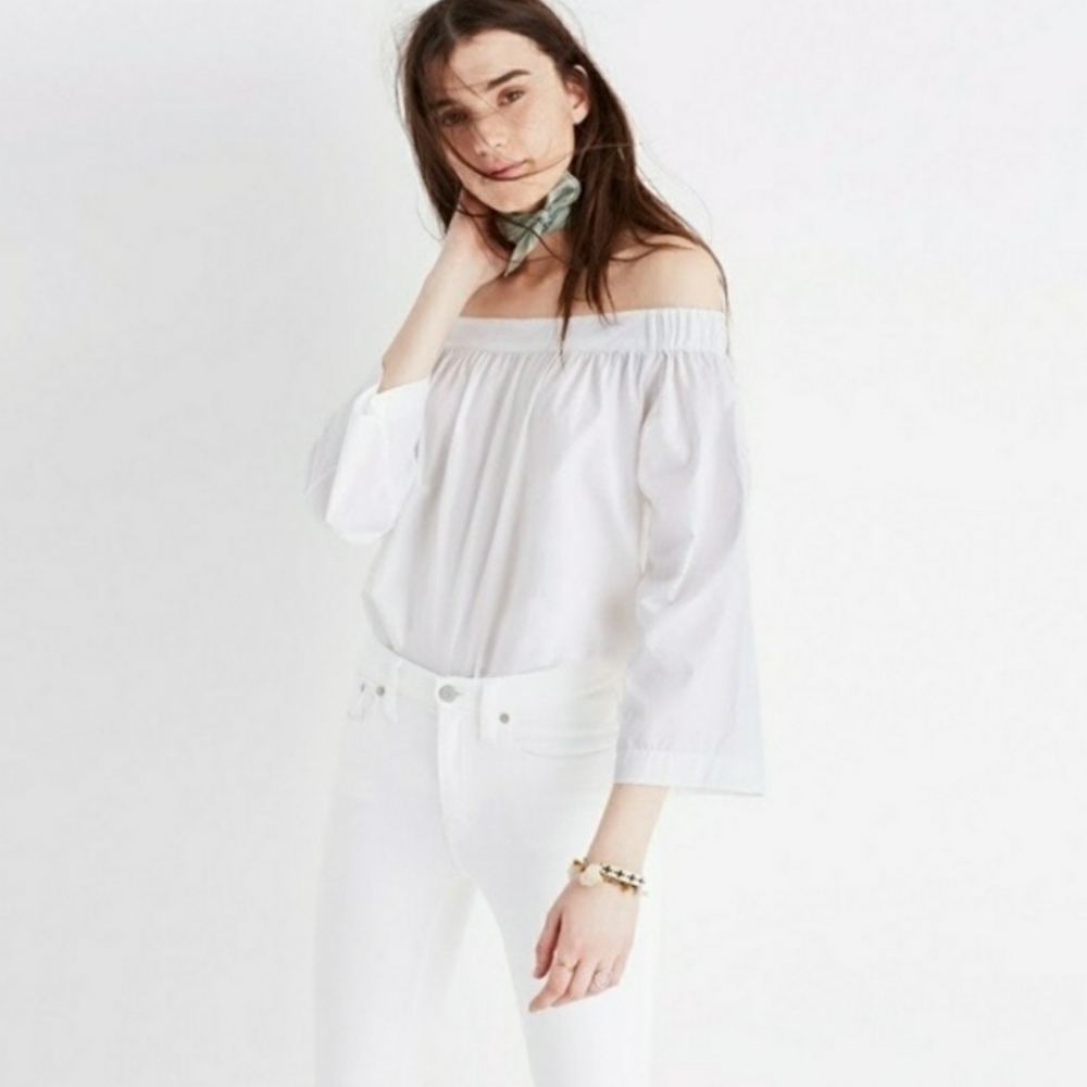 Madewell White Off Shoulder Top Small Peasant Blouse